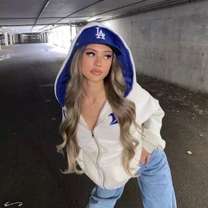 Oversized Zip-Up Hoodies Streetwear Y2k Tops Letter Print